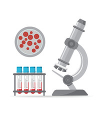 Microscope and tubes for blood analysis and tests stock illustration