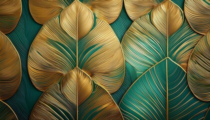 golden art deco wallpaper. Nature backgrounds design flower