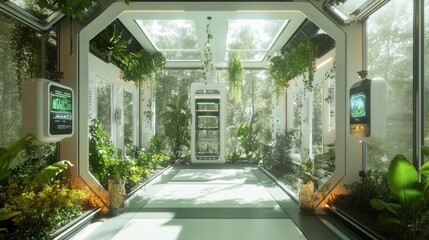 A smart greenhouse filled with automated temperature and humidity controls