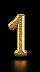 Golden Glitter Number One 3D Render