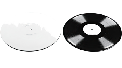 Set of Vinyl Records on Transparent Background Generative AI