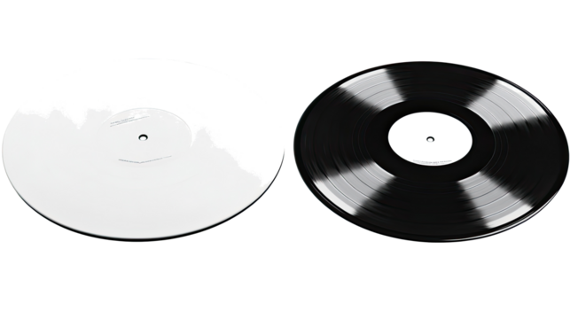 Set of Vinyl Records on Transparent Background Generative AI