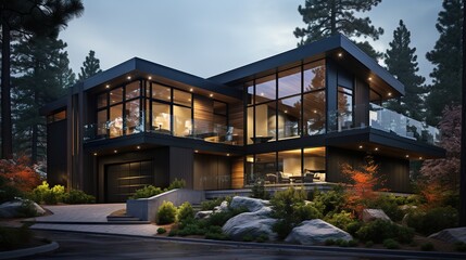 modern residential house HD 8K wallpaper Photographic Image