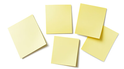 Yellow Sticky Notes Arranged on a Transparent Background Generative AI