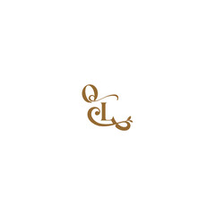 monogram wedding concept initial leaf line QL modern organic logo letter