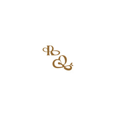 monogram wedding concept initial leaf line RQ modern organic logo letter
