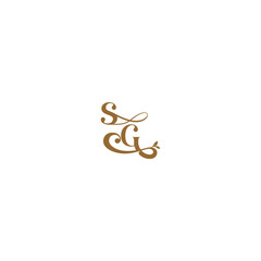 monogram wedding concept initial leaf line SG modern organic logo letter