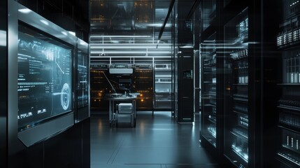 A high-tech poultry farm with automated feeders and climate control systems