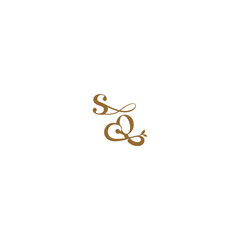 monogram wedding concept initial leaf line SQ modern organic logo letter