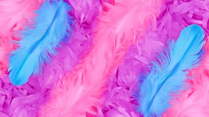 Obraz premium Vibrant Pink and Blue Feathers Artistic Composition