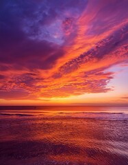 Obraz premium 茜色に染まる美しい夕空