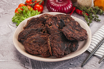 Liver pancakes in the bowl