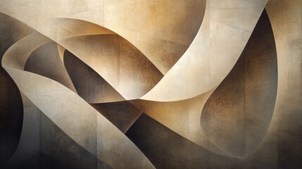 an abstract composition of overlapping geometric shapes in varying shades of mocha mousse, with soft gradients and textures resembling polished stone, creating a modern and elegant feel