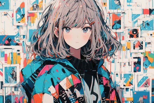 アニメ系の女性イラスト,Generative AI AI画像