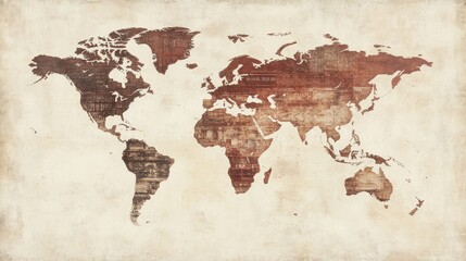 Vintage World Map Textured Design Antique Style