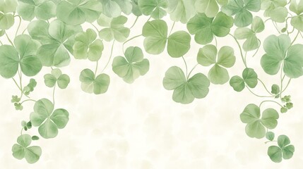 Watercolor Clover Leaves Cascading Design