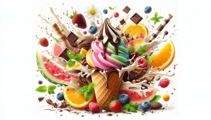 Delicious ice cream explosion, cut out