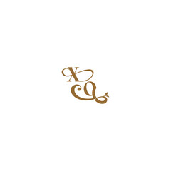 XO letter initial leaf line modern organic logo monogram wedding concept