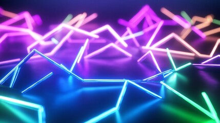 Obraz premium Neon lines, abstract art, dark background, vibrant colors, digital art, website banner