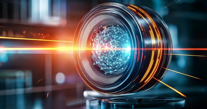 Supercooled Quantum Computer Glowing Faintly Blue
