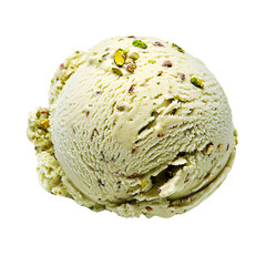 Creamy pistachio ice cream scoop, close-up, studio shot, dessert