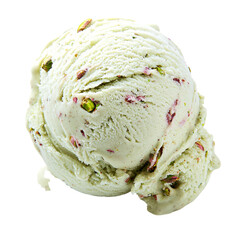 Pistachio ice cream scoop, close-up, studio shot, dessert, food photography