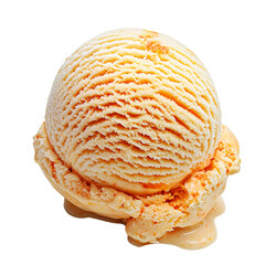 Creamy Peach Ice Cream Scoop, Melted, Studio Shot, Dessert