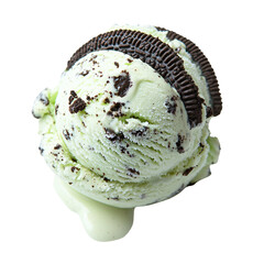 Mint chocolate chip ice cream scoop, studio shot, dessert, food photography, website