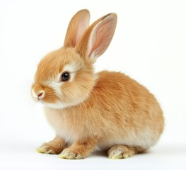 Obraz premium Adorable Ginger Rabbit Portrait on White Background for Easter Card