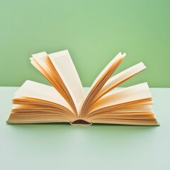 Fototapeta premium Open Book on Green Background.