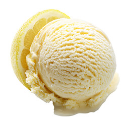 Creamy Lemon Ice Cream Scoop, Melting, Close-up, Dessert