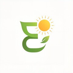 Obraz premium Illustration of a Green Leaf and Yellow Sun Icon Representing Eco-Friendly Concepts and Nature
