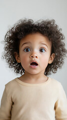 Naklejka premium Little child standing in awe, their eyes wide and sparkling with wonder
