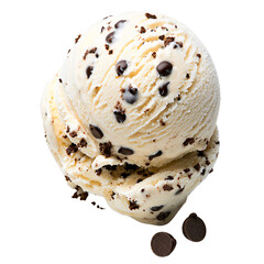 Creamy vanilla ice cream with chocolate chips, studio shot, dessert food photography