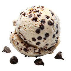 Creamy chocolate chip ice cream scoop, studio shot, dessert menu
