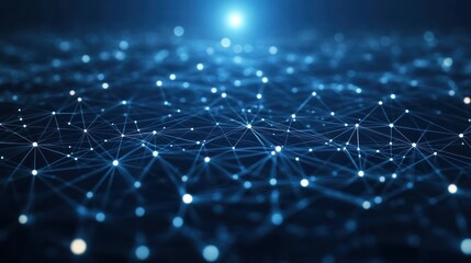 Obraz premium Digital Network Nodes Illuminated Blue Glowing Connections Abstract Background