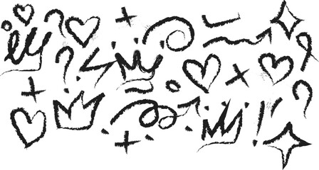 doodle art vector illustration , heart crown doodle