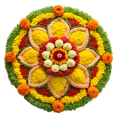 beautiful rangoli flowers on white background 