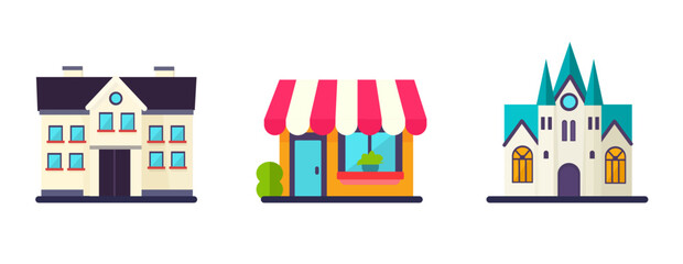 icons set building and architecture