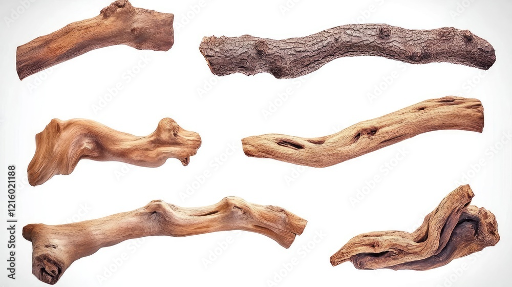 Poster realistic tree branches collection on solid background generative ai