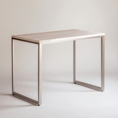 Modern Minimalist Table with Light Wood Top and Metal Frame