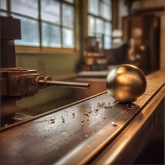 Metal Sphere on a Lathe.