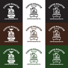 Coffee Roaster Machine Logo Design for Coffee Shop or Roasters Vector Illustration Concept