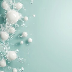 Colorful Collection of Bubbles Floating in Aqua Water Abstract High Angle View Playful Concept for Relaxation