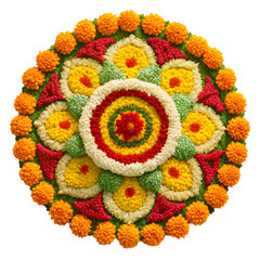 beautiful rangoli flowers on white background 
