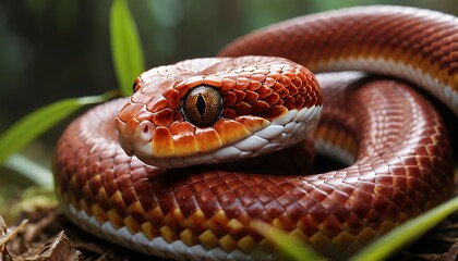 Obraz premium Magnificent Red Snake Close-Up: A Breathtaking Portrait of Nature's Beauty