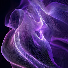 Fototapeta premium A background image that represents a mixture of hyper-futuristic and ancient, showing symetrical energy waves and strings. Main color is purple