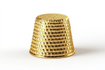 A Golden Thimble With Ornate Textured Design