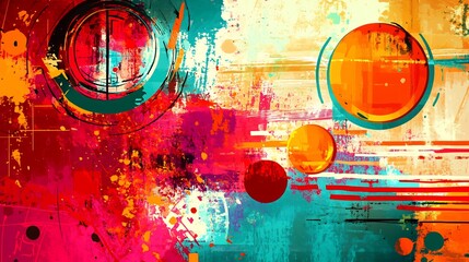 Abstract art, vibrant colors, dynamic shapes, splash background, design