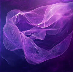 Fototapeta premium A background image that represents a mixture of hyper-futuristic and ancient, showing symetrical energy waves and strings. Main color is purple